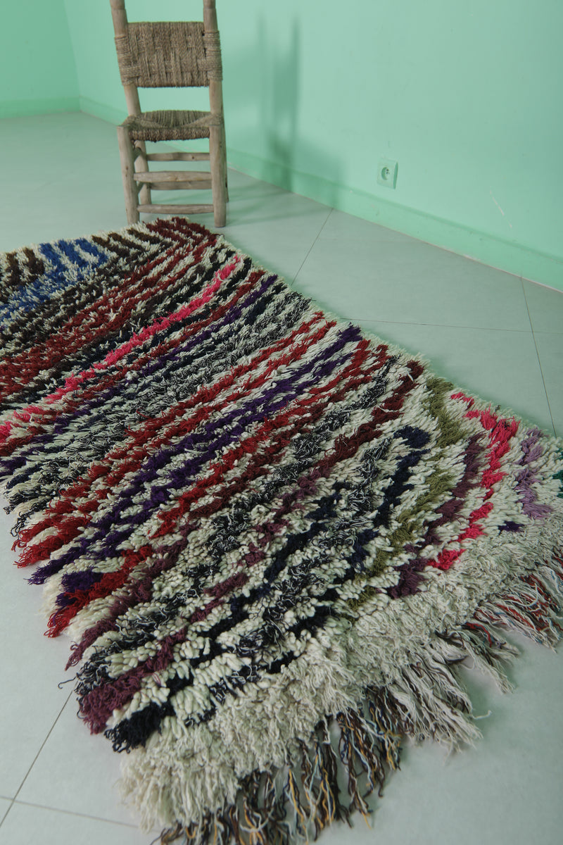 Colorful Berber Boucherouite Rug - 2.6x5.5 ft | Handwoven Moroccan Design