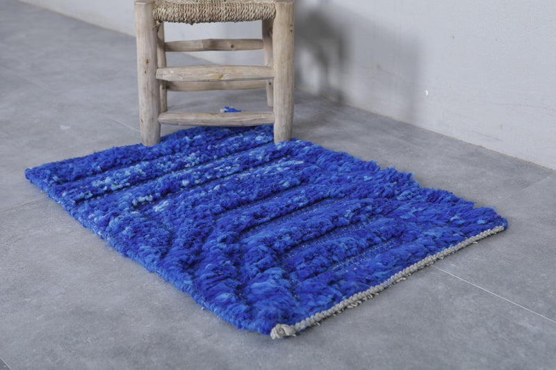 Blue Moroccan Rug - Handwoven Wool | 1.8 x 2.4 Feet