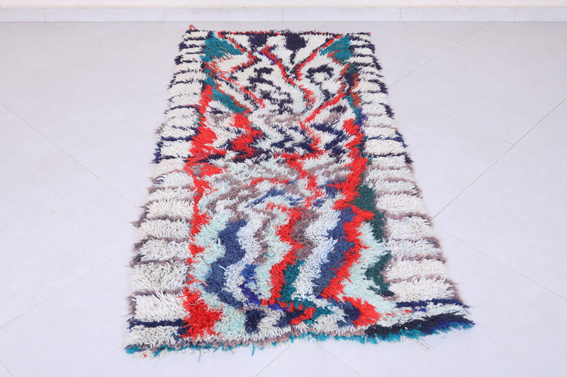 Abstract Moroccan Rug with Bold Patterns - 2.8 X 5.9 Feet - Boucherouite Rugs