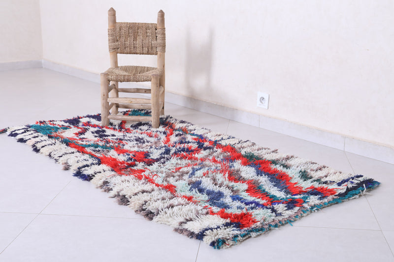 Abstract Moroccan Rug with Bold Patterns - 2.8 X 5.9 Feet - Boucherouite Rugs