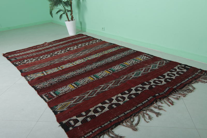 Handwoven Kilim Rug 5.3ft x 8.9ft - Traditional Moroccan Design | Home Decor