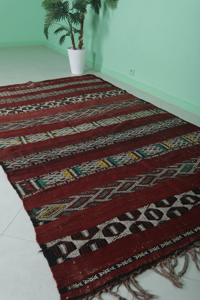 Handwoven Kilim Rug 5.3ft x 8.9ft - Traditional Moroccan Design | Home Decor