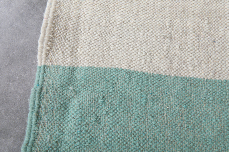 Custom Berber Mint and White Moroccan rug - Flat woven wool kilim