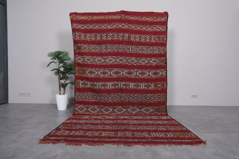 Handwoven Moroccan Rug - Red Berber Design | 5.5x9.5 ft