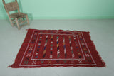 Vintage moroccan berber handwoven kilim rug 3.4 FT X 4.6 FT