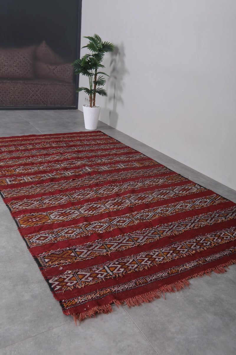 Handwoven Moroccan Rug - Red Berber Design | 5.5x9.5 ft