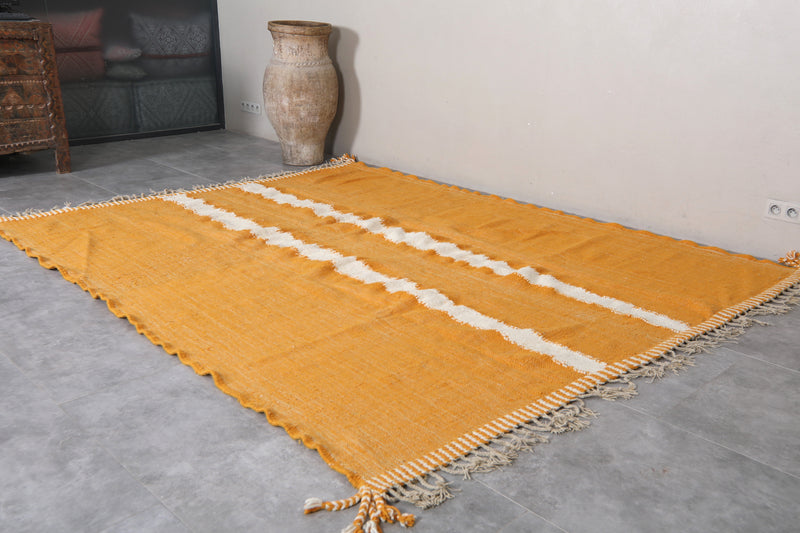 Flat Woven Kilim Rug - Yellow and White Custom Rug - custom moroccan rugs