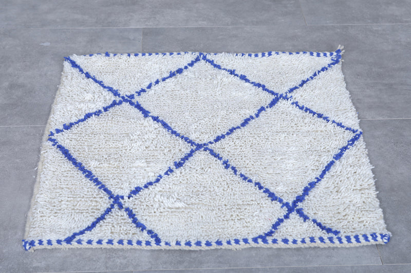 Diamond Moroccan Rug - Blue Accents | 3 x 3 Feet