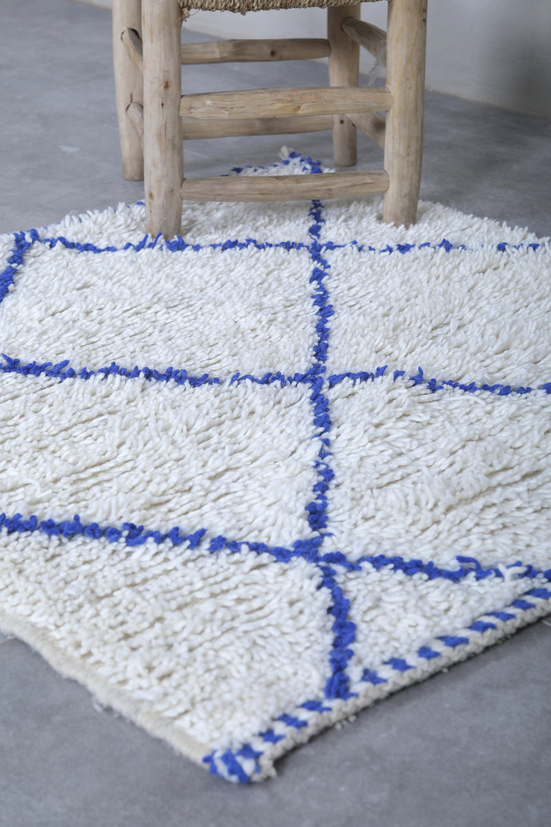 Diamond Moroccan Rug - Blue Accents | 3 x 3 Feet