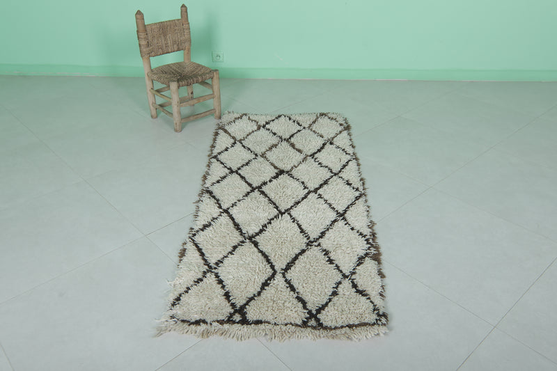 Berber Beni Ourain Rug 2.3 x 5.6 ft – Brown Stripe Pattern