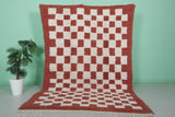 Moroccan Handmade Red Checkered Rug - 6.2 x 8.8 Feet