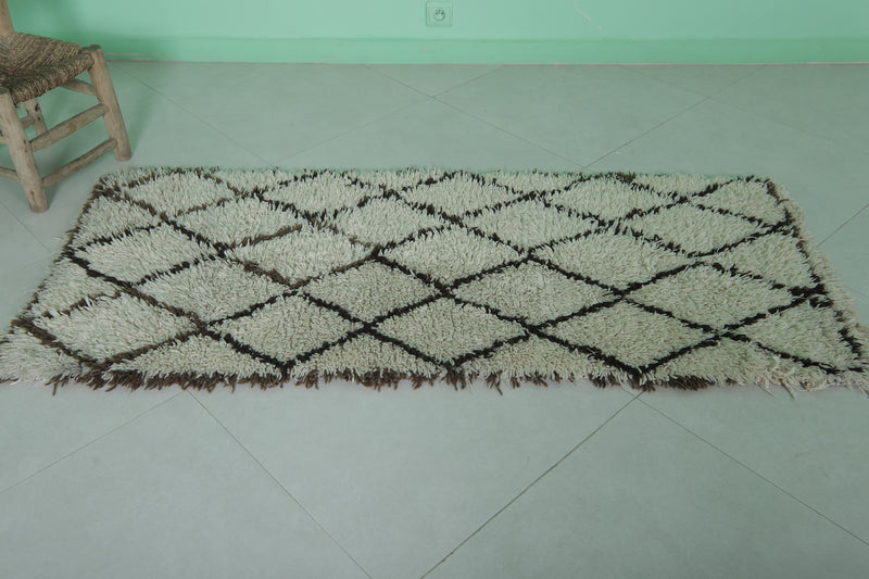 Berber Beni Ourain Rug 2.3 x 5.6 ft – Brown Stripe Pattern