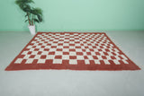 Moroccan Handmade Red Checkered Rug - 6.2 x 8.8 Feet