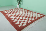 Moroccan Handmade Red Checkered Rug - 6.2 x 8.8 Feet