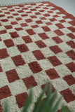 Moroccan Handmade Red Checkered Rug - 6.2 x 8.8 Feet