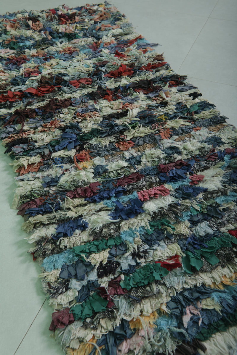 Moroccan Boucherouite Runner Rug 2.4 x 6.1 Feet - Handmade Eco-Friendly Decor