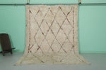 Classic Moroccan Rug - 6.9 x 9.3 ft | Beige with Subtle Diamond Pattern