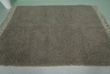 Soft Moroccan Rug - 5.8 x 7.5 ft | Taupe Shag with Fringe