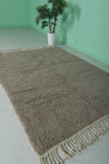 Soft Moroccan Rug - 5.8 x 7.5 ft | Taupe Shag with Fringe