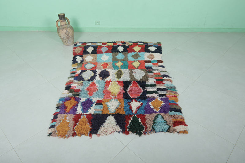 Handmade Berber Rug – Vibrant Diamond Patchwork 3.8 x 5.7 ft