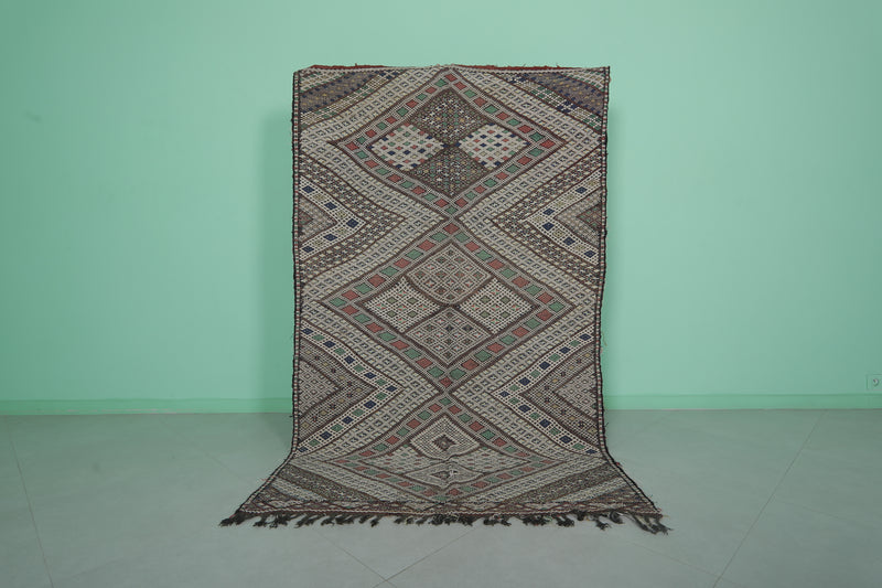 Handwoven Moroccan Rug - Geometric Design 4.5x7.4 ft