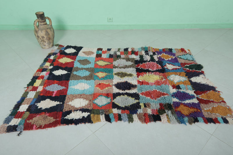 Handmade Berber Rug – Vibrant Diamond Patchwork 3.8 x 5.7 ft