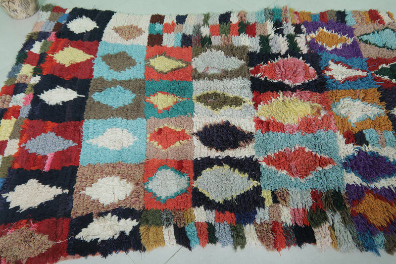 Handmade Berber Rug – Vibrant Diamond Patchwork 3.8 x 5.7 ft