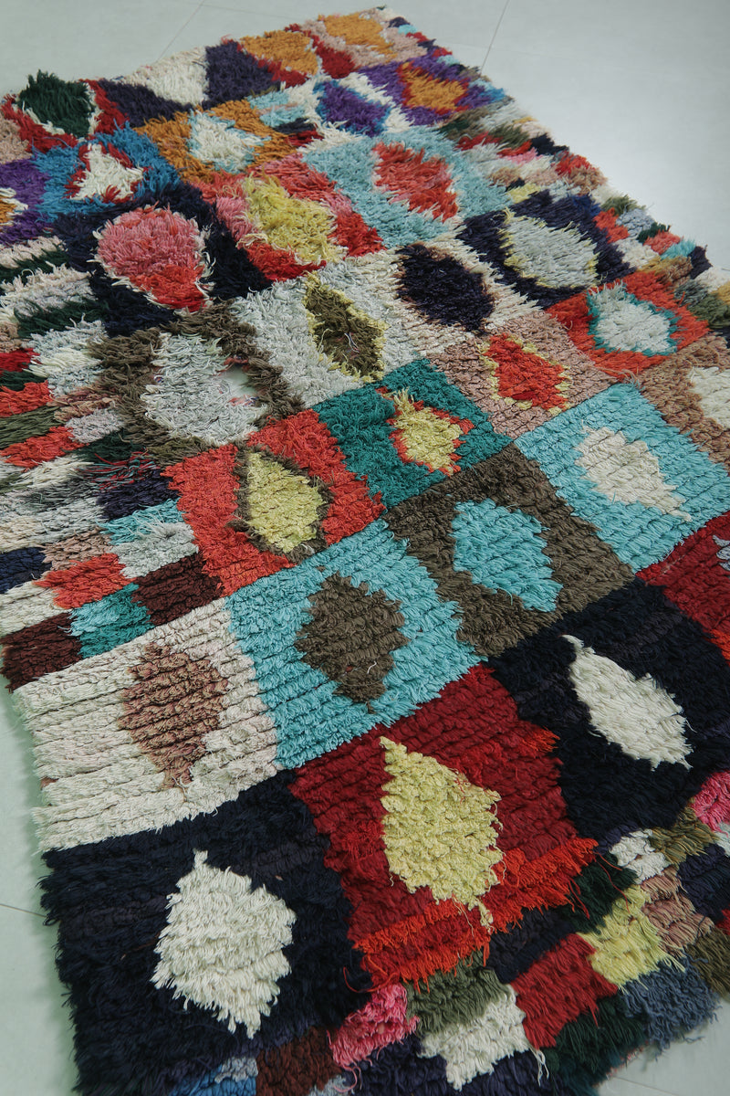 Handmade Berber Rug – Vibrant Diamond Patchwork 3.8 x 5.7 ft