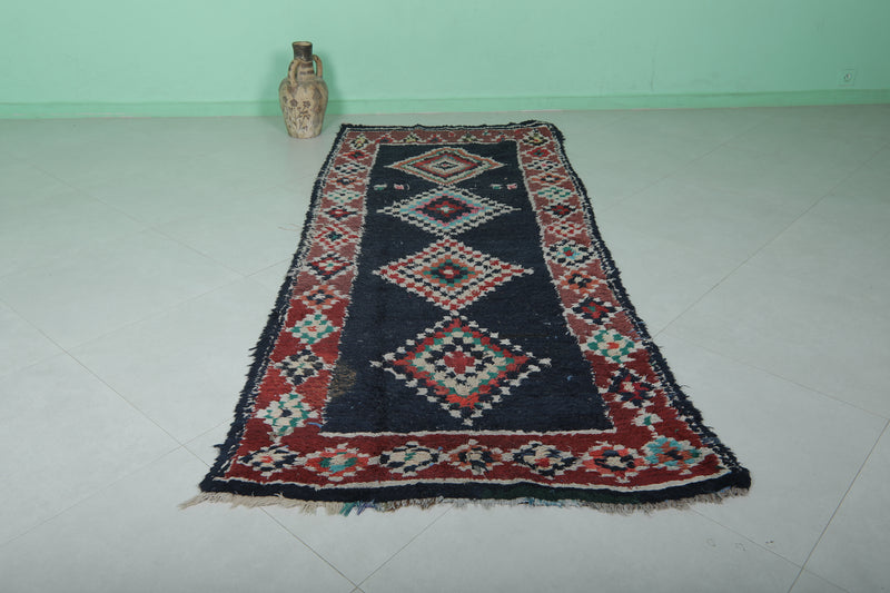 Red and Black Runner Rug - 3.5x9 ft | Handwoven Geometric Design