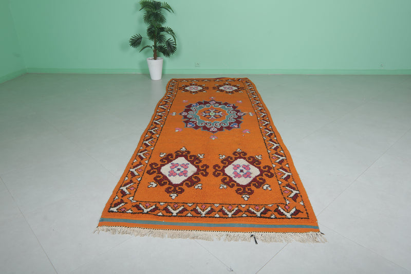 Moroccan Berber Rug - 4.1 X 11.3 ft Traditional Orange Design