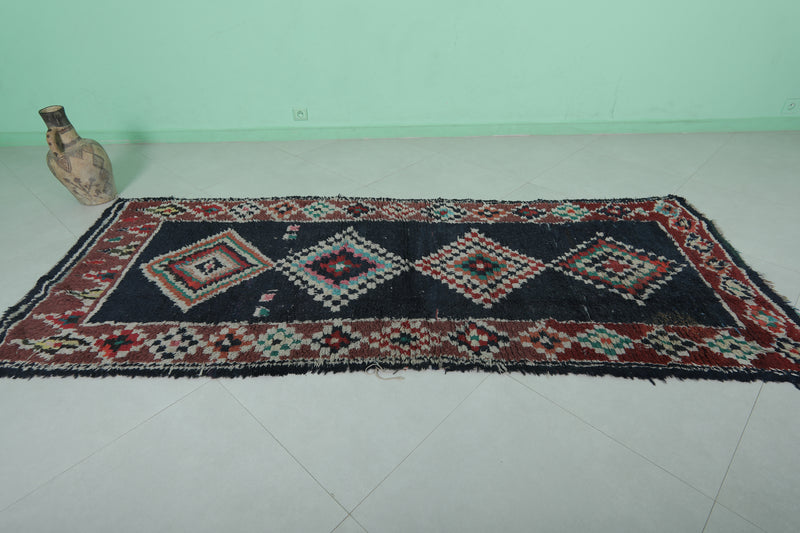 Red and Black Runner Rug - 3.5x9 ft | Handwoven Geometric Design