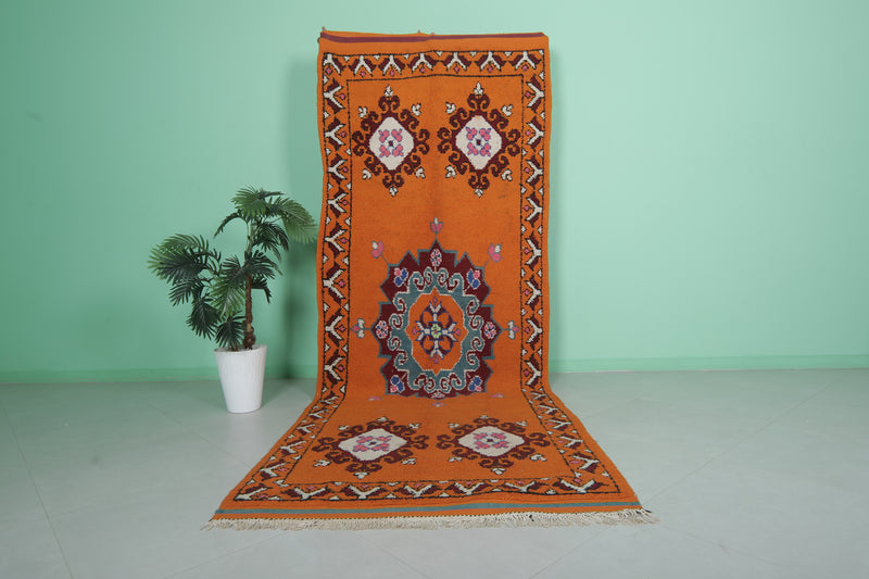 Moroccan Berber Rug - 4.1 X 11.3 ft Traditional Orange Design