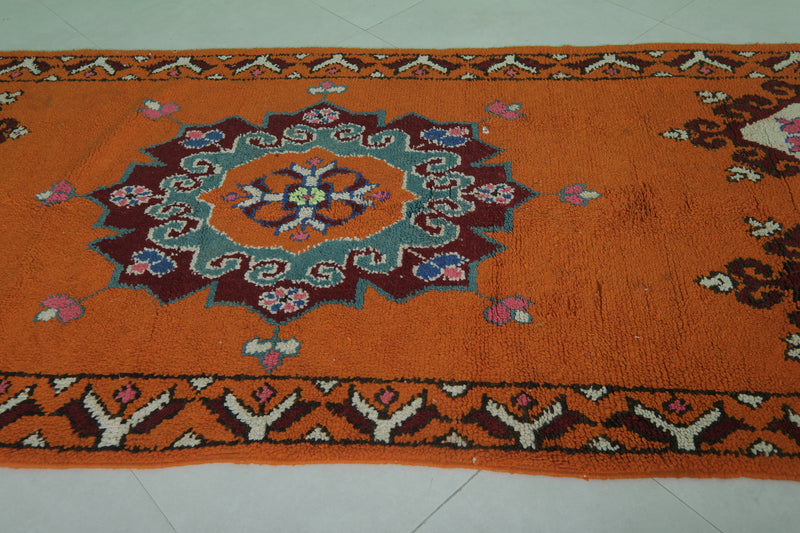 Moroccan Berber Rug - 4.1 X 11.3 ft Traditional Orange Design