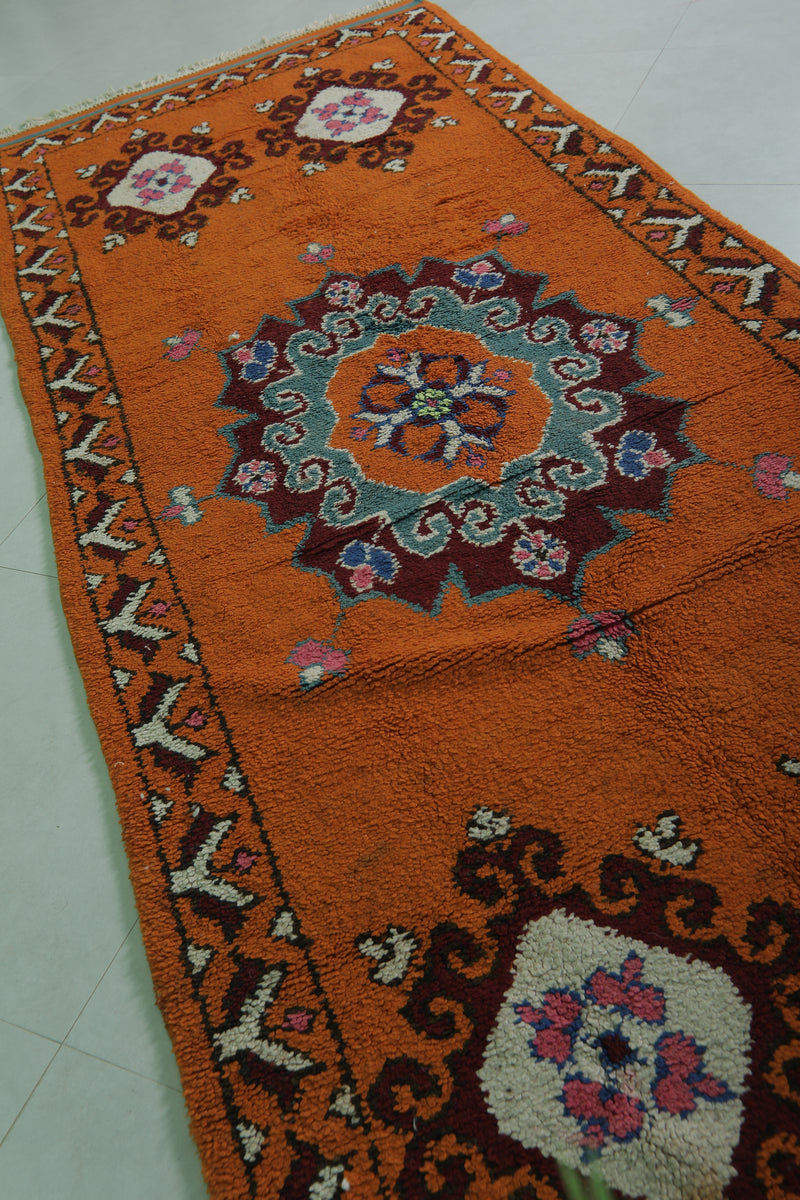 Moroccan Berber Rug - 4.1 X 11.3 ft Traditional Orange Design