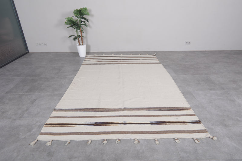 Cream Striped Kilim Rug - 6.2 FT X 9.4 FT | Artisan Handwoven