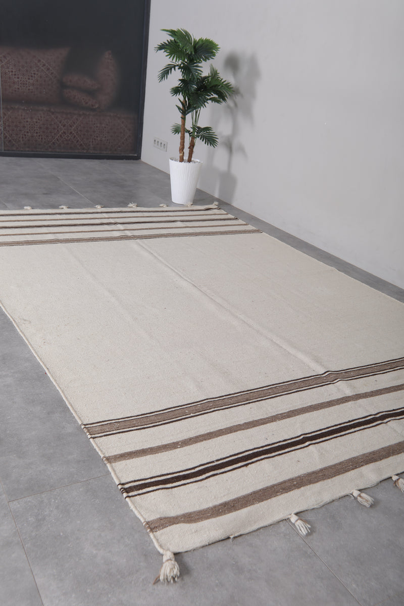 Cream Striped Kilim Rug - 6.2 FT X 9.4 FT | Artisan Handwoven