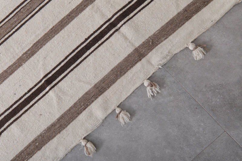 Cream Striped Kilim Rug - 6.2 FT X 9.4 FT | Artisan Handwoven