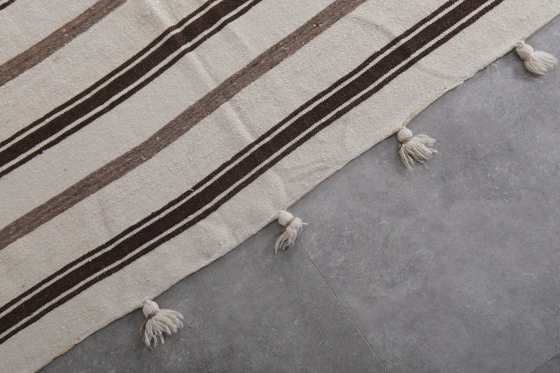 Cream Striped Kilim Rug - 6.2 FT X 9.4 FT | Artisan Handwoven