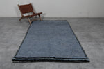 Moroccan Rug 5 x 8 ft - Handwoven Blue Wool with Black Border