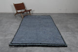 Moroccan Rug 5 x 8 ft - Handwoven Blue Wool with Black Border