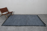 Moroccan Rug 5 x 8 ft - Handwoven Blue Wool with Black Border