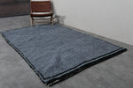 Moroccan Rug 5 x 8 ft - Handwoven Blue Wool with Black Border