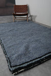 Moroccan Rug 5 x 8 ft - Handwoven Blue Wool with Black Border