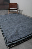 Moroccan Rug 5 x 8 ft - Handwoven Blue Wool with Black Border