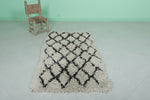 berber Beni ourain rug 2.9 X 5.5 Feet - Black stripes