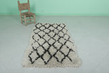 berber Beni ourain rug 2.9 X 5.5 Feet - Black stripes