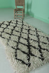 berber Beni ourain rug 2.9 X 5.5 Feet - Black stripes