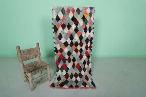 Colorful Moroccan Runner Rug Shag 2.2 X 4.6 Feet