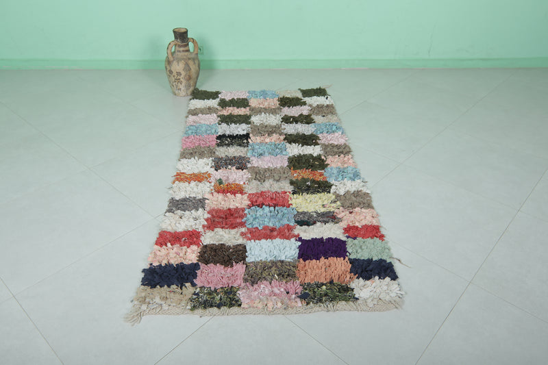 Colorful Handmade Boucherouite Rug – 3 x 6.5 Feet