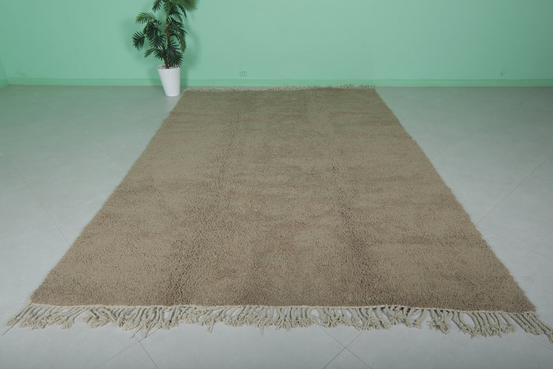 Brown Moroccan Rug - 7.3 x 10.6 Feet | Handwoven Wool Carpet